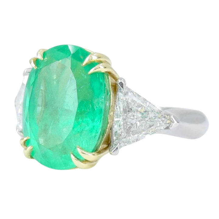 Natural 8ct. Emerald Diamond Ring 18k Gold Platinum