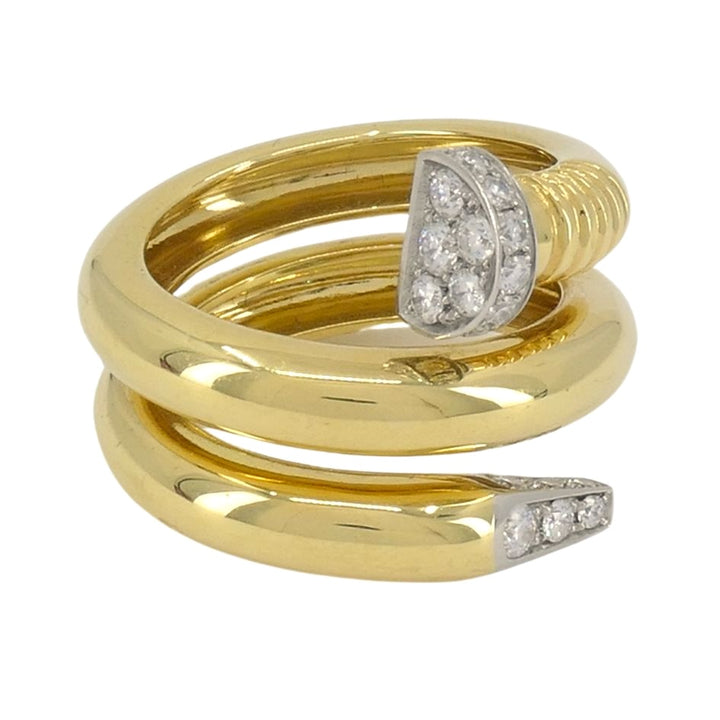 David Webb 18k Gold Platinum Diamond Nail Ring
