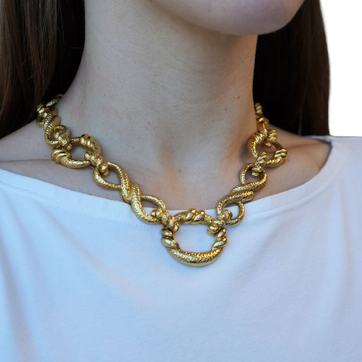 Vintage Wander 18k Hammered Gold Convertible Necklace