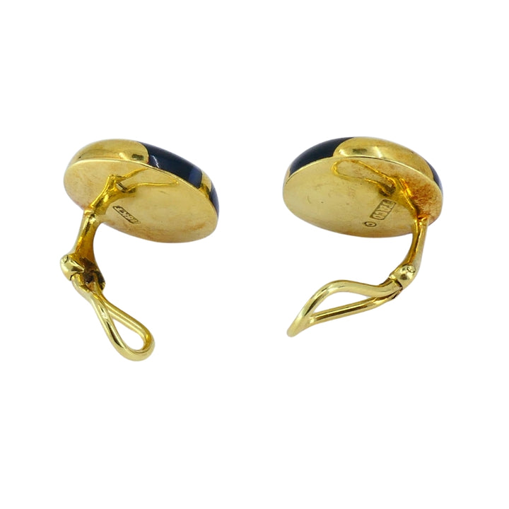 Angela Cummings for Tiffany & Co. MOP Gold Onyx Button Clip-On Earrings