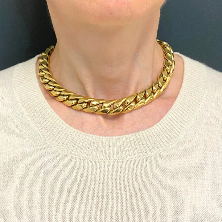 Carlo Weingrill Vintage Chain Necklace 18k Gold Heavy Link