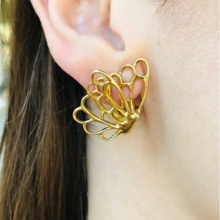Angela Cummings 18k Gold Butterfly Earrings Vintage Designer Jewelry