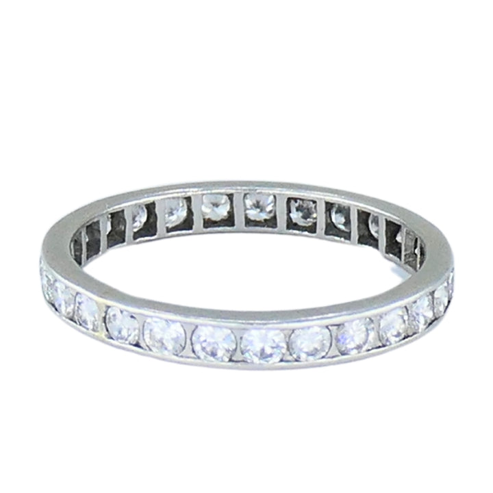 Wedding Band Platinum Diamond Eternity Ring 1960s Estate Jewelry