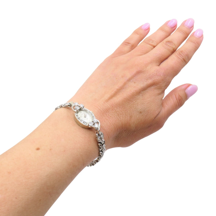 Hamilton Watch Retro Ladies Wristwatch Diamond 14k White Gold