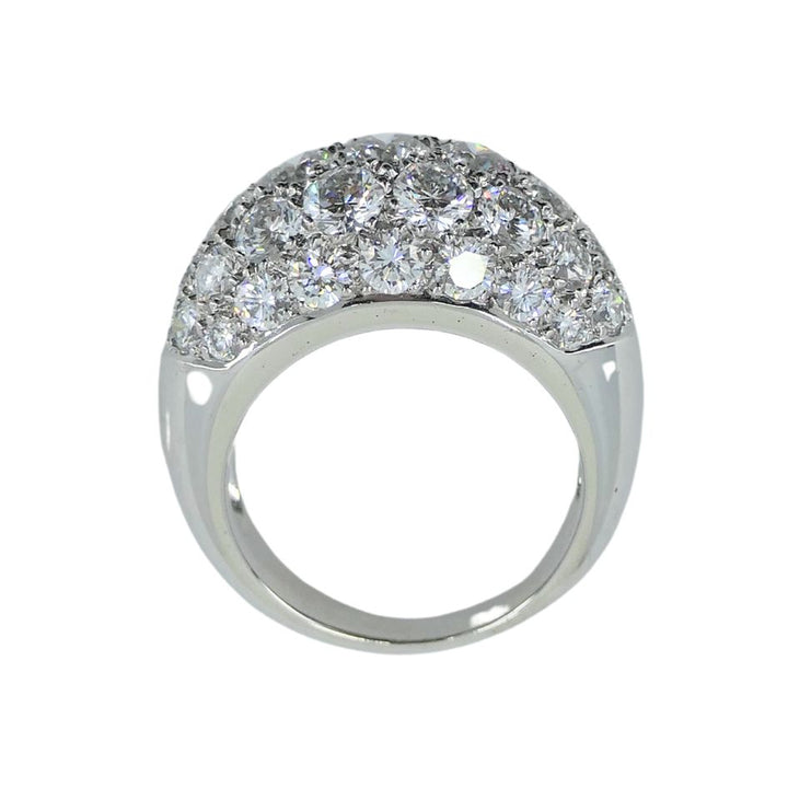 1960s Van Cleef & Arpels 18k White Gold Diamond Bombe Ring