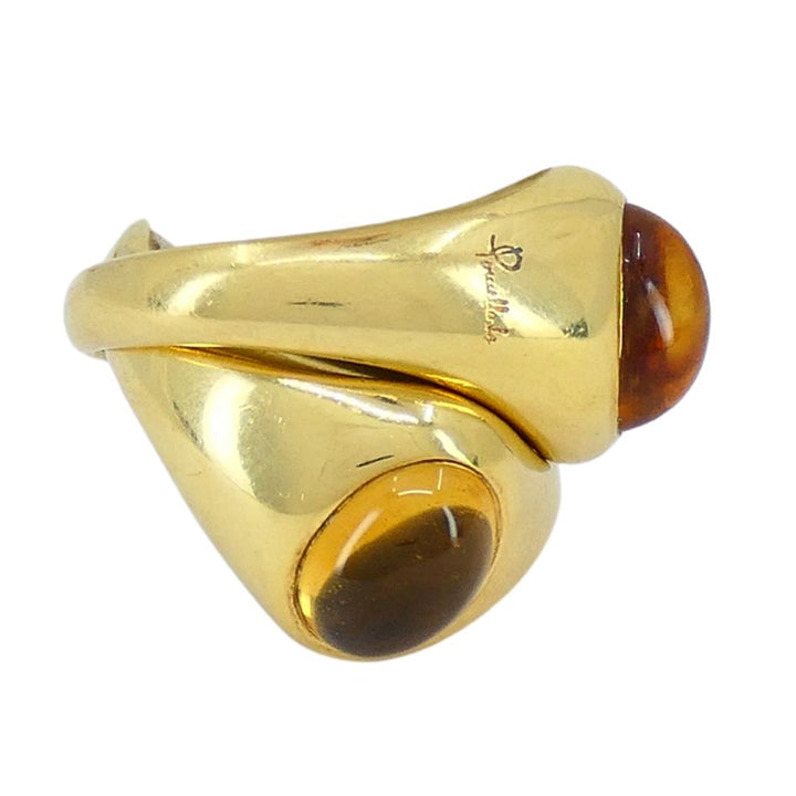 Pomellato 18k Gold Citrine Interwoven Duo Ring