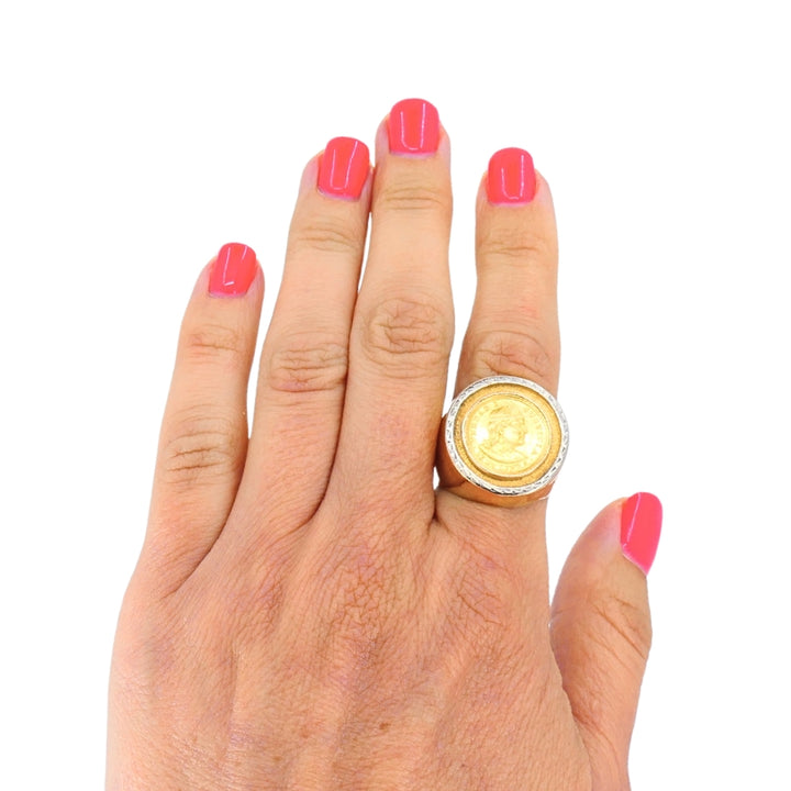Vintage 18k Gold "Verdad I Justicia" Coin Ring