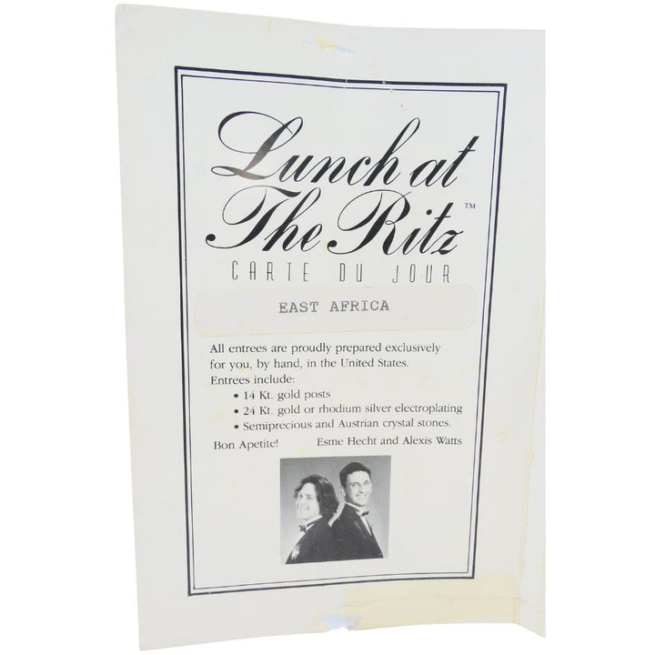 1990 Lunch At The Ritz Carte Du Jour African Animal Gold Silver Clip Earrings