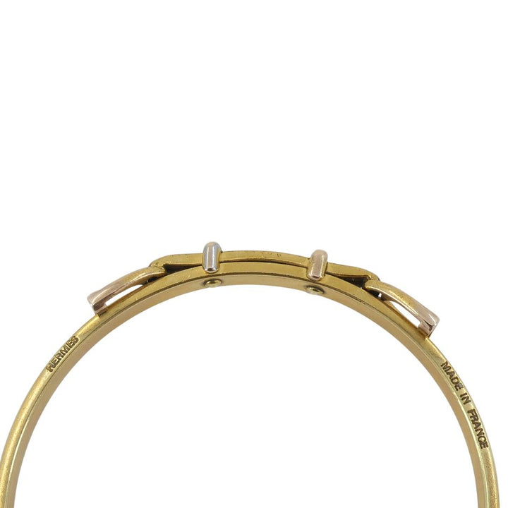1980s Hermes Vermeil Leather Equestrian Bangle Bracelet