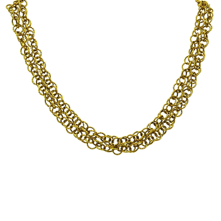 18k Gold Twisted Link Chain Necklace French Jewelry