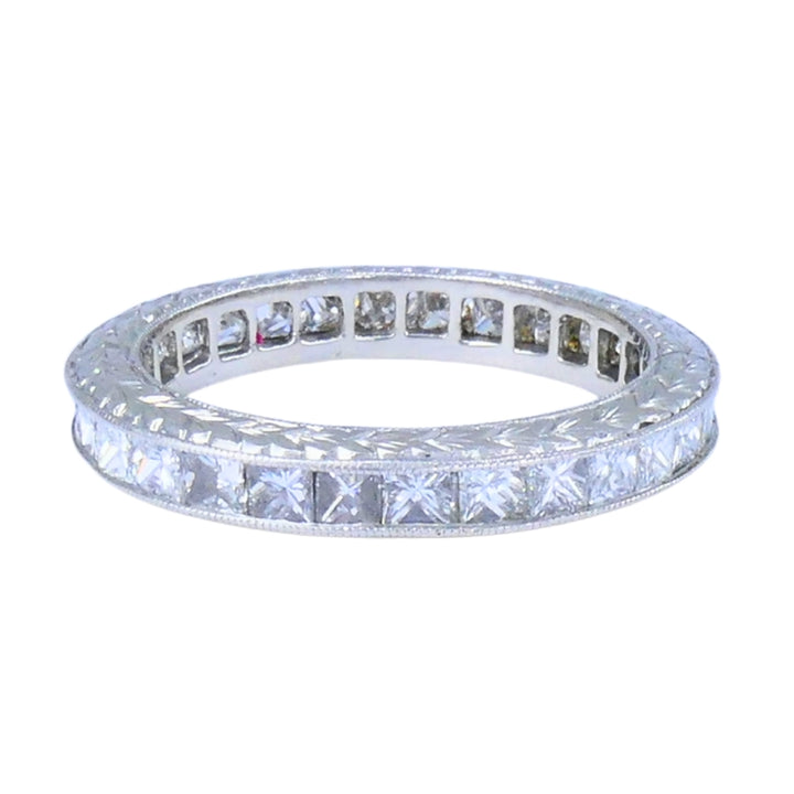 Michael Beaudry Princess Cut Diamond Eternity Band Platinum Size 6.5 Wedding Ring