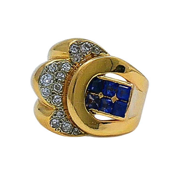 Vintage 18k Gold Sapphire Diamond Ring