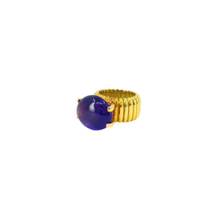 Amethyst Ring Signed Tambetti 18k Gold Cocktail Ring