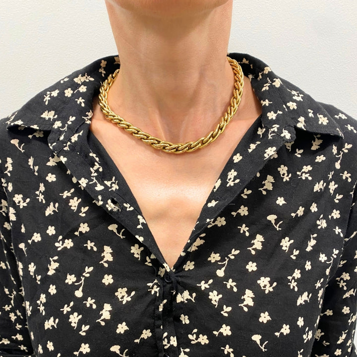 14k Gold Chain Necklace Chunky Oval Link Vintage Jewelry