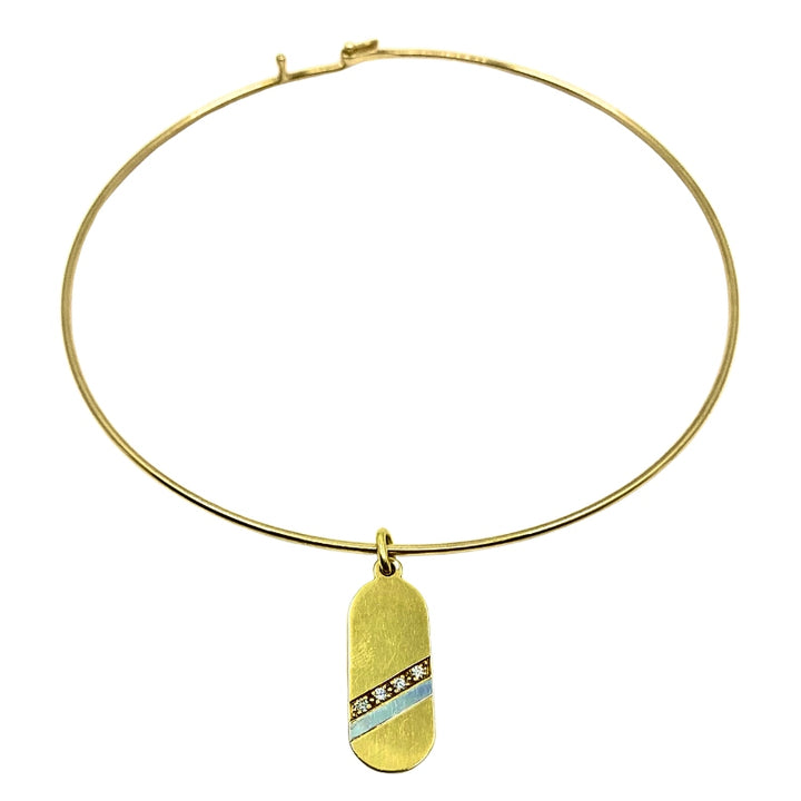 14k Gold Choker Necklace 18k Gold Diamond Pendant