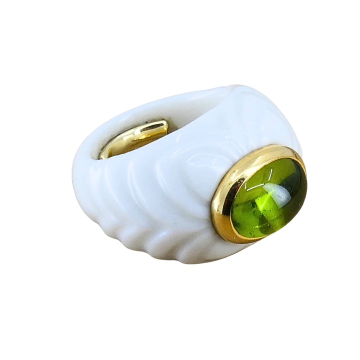 Bvlgari Bulgari Chandra Ring Porcelain Peridot 18k Gold