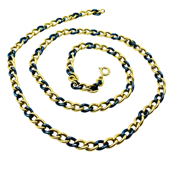 18k Gold Gunmetal Curb Link Chain Necklace