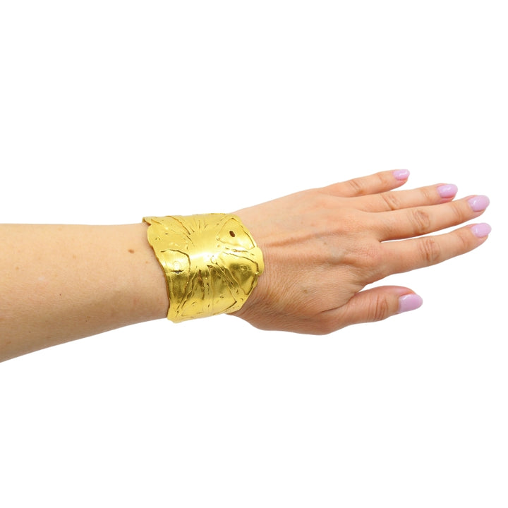 Jean Mahie 22k Gold Wide Cuff Bracelet