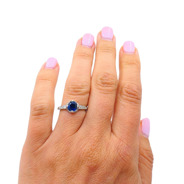 Art Deco Ring Diamond Platinum Sapphire