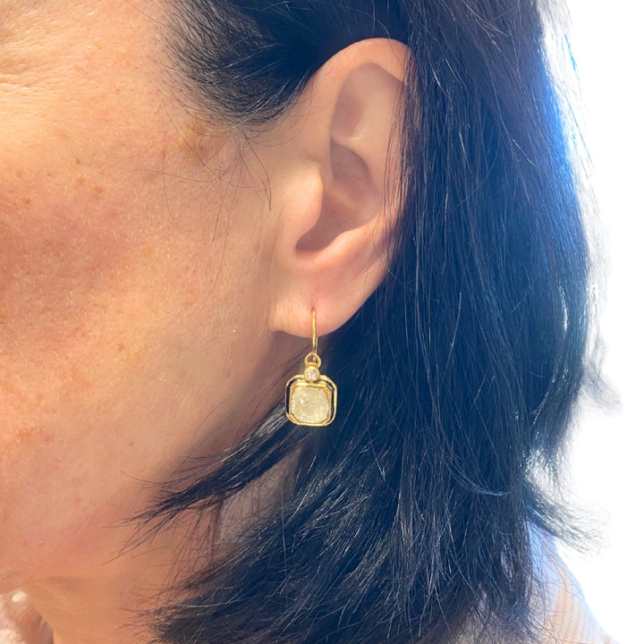 Antique 18k Gold Earrings Diamond Enamel Indian Origin