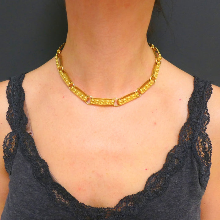 18k Gold Necklace Heavy Link Vintage
