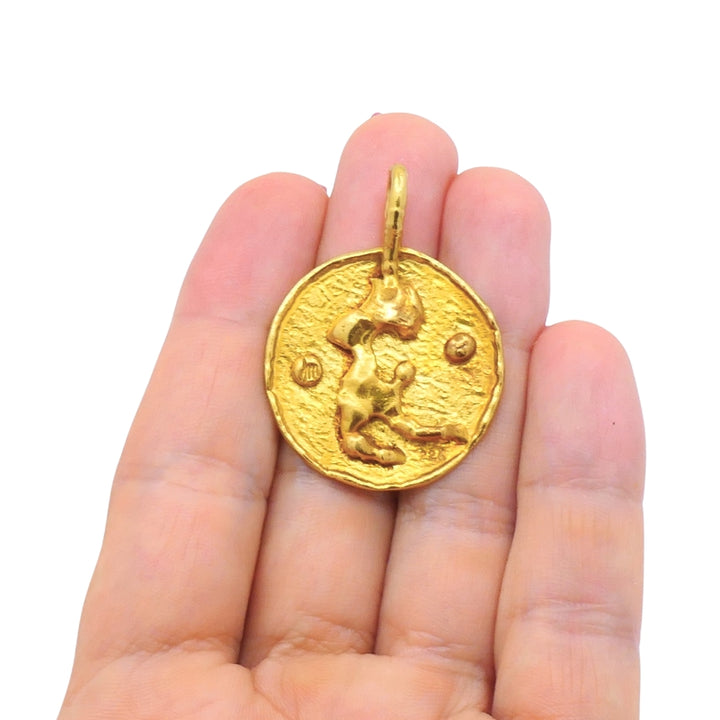 Jean Mahie 22k Gold Sculptural Abstract Pendant