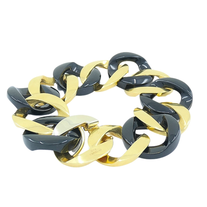 Verdura 18k Gold  Black Jade Curb Link Bracelet