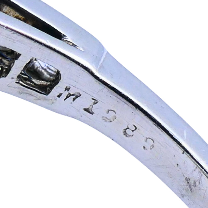 Art Deco Black Opal Ring Platinum Diamond Estate Jewelry