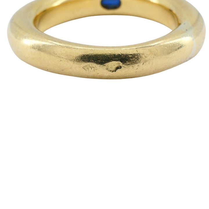 1997 Cartier 18k Gold Blue Sapphire Ellipse Band Ring