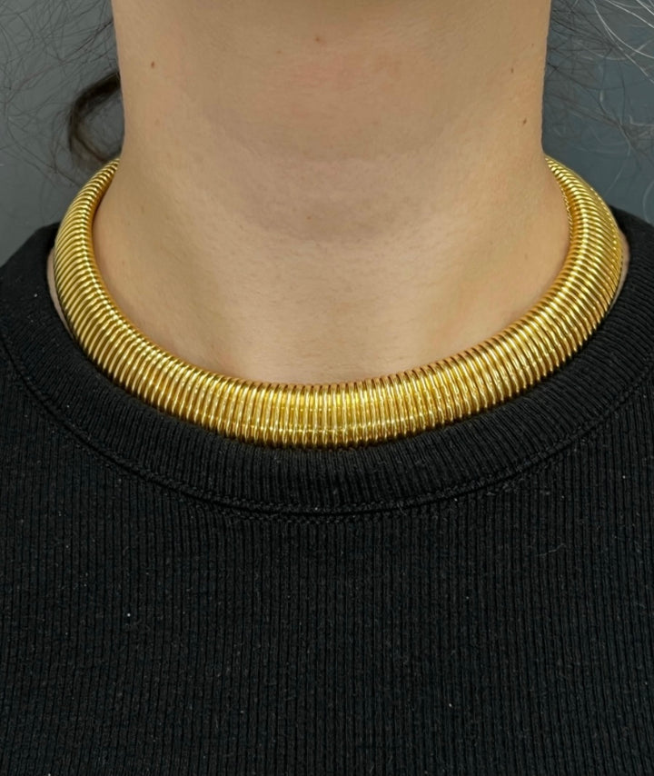 Vintage Carlo Weingrill Yellow Gold Tubogas Necklace
