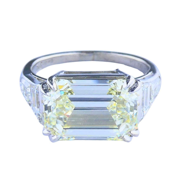Vintage Platinum Engagement Ring Emerald Cut Diamond 6.28cts Estate Jewelry