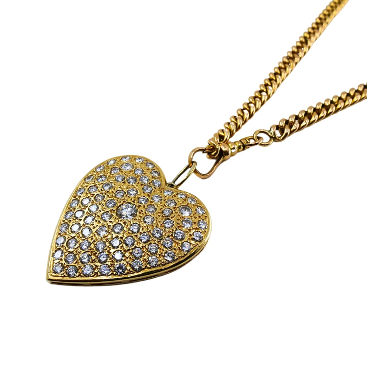 14k Gold Diamond Heart Pendant & 10k Gold Extra-Long Curb Link Chain Necklace