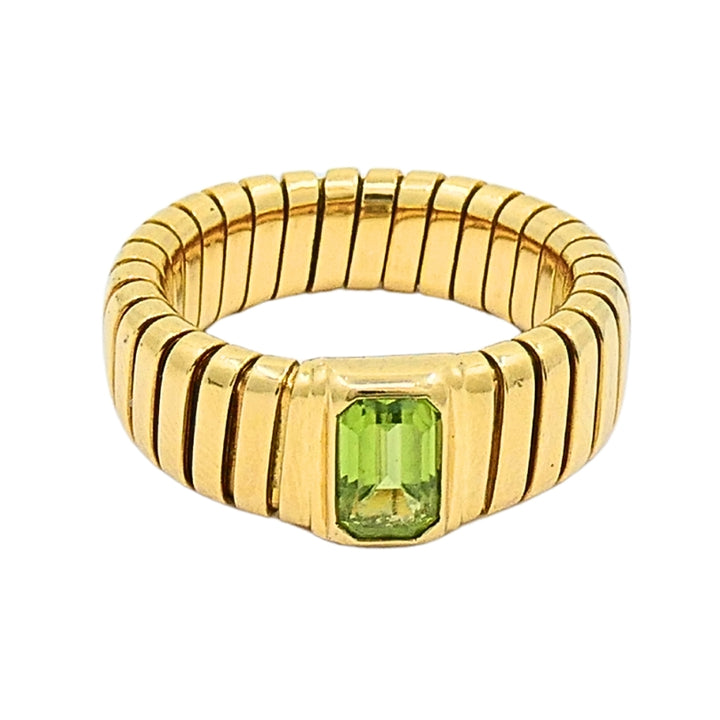 Bvlgari Tubogas 18k Gold Ring Peridot