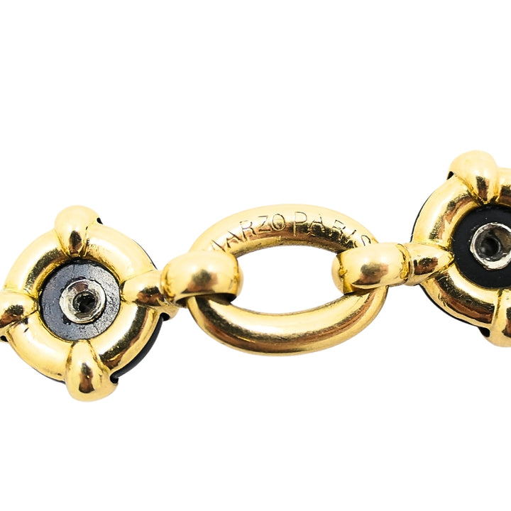 Marzo Paris 18K Gold Onyx Diamond Bracelet