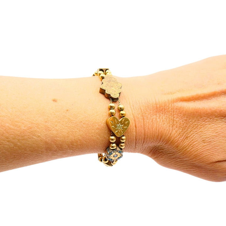 Antique 14k Gold Slide Bracelet Gemstones