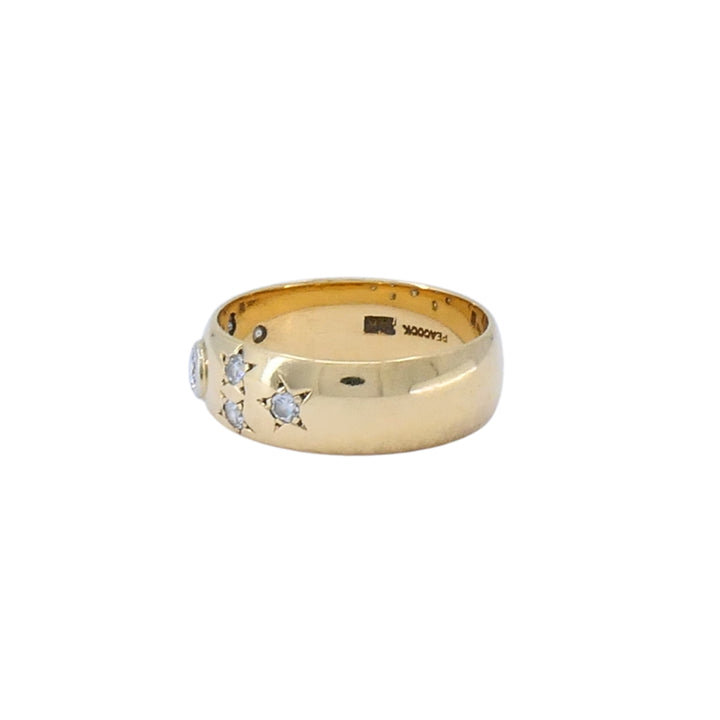 Peacock 14k Gold Diamond Band Ring