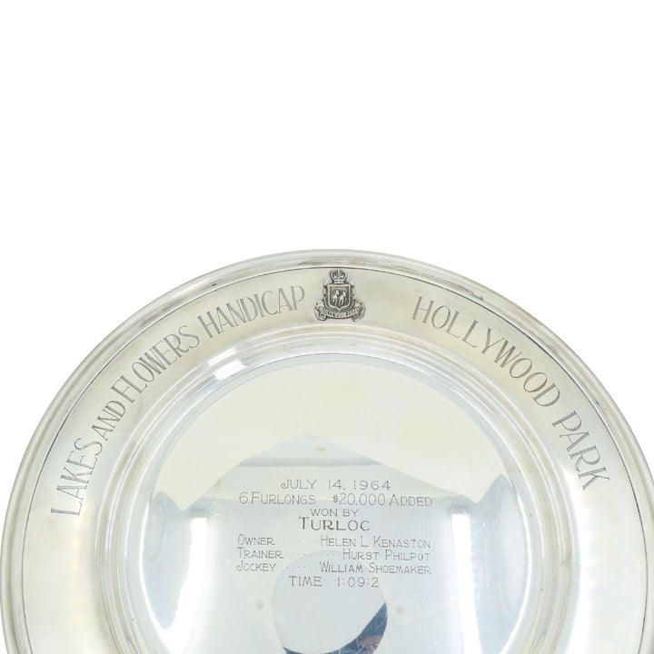 1964 Sterling Silver Lakes and Flowers Handicap Hollywood Park Trophy Plate