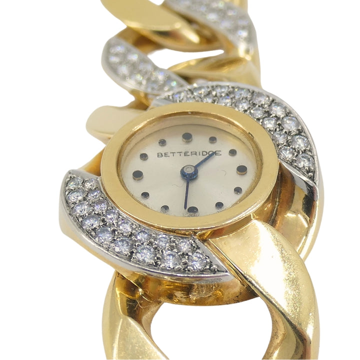 Vintage Diamond Watch Betteridge Curblink Chain Bracelet 14k Gold