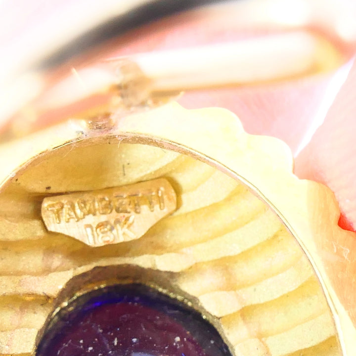 Amethyst Earrings Tambetti Earclips 18k Gold Vintage Jewelry