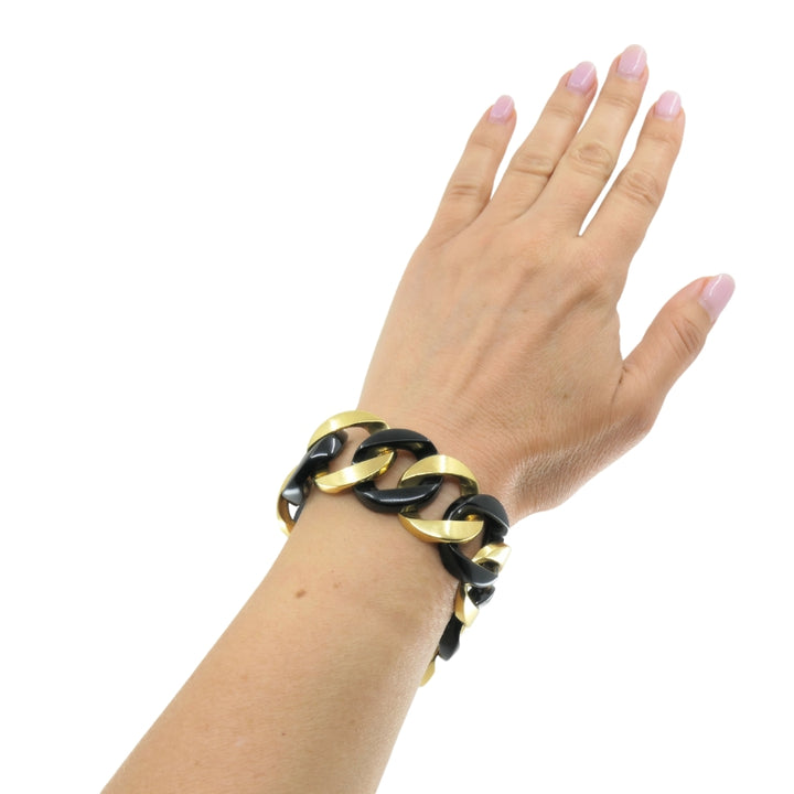Verdura 18k Gold  Black Jade Curb Link Bracelet