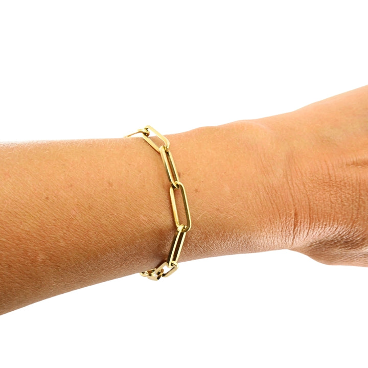 1970s Vintage Chain Bracelet 14k Gold Rectangular Links