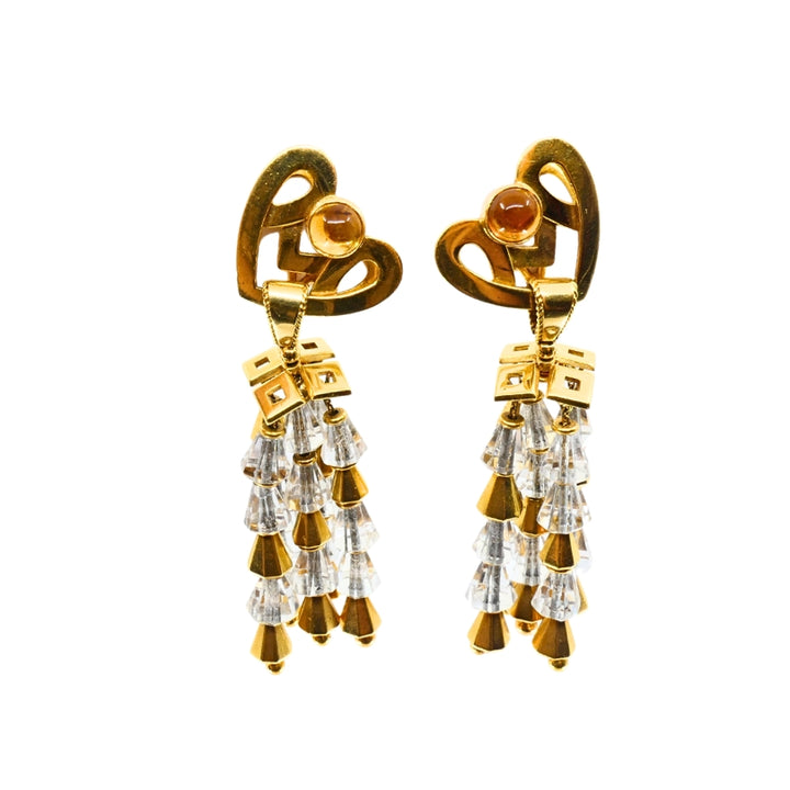 1950's Fred Leighton Yellow Gold, Citrine & Rock Crystal Dangle Earrings