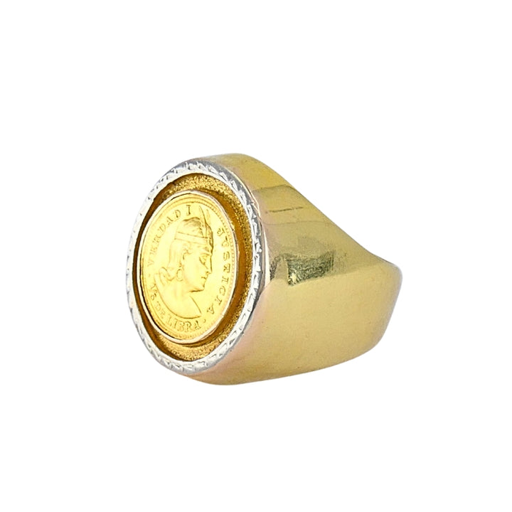 Vintage 18k Gold "Verdad I Justicia" Coin Ring