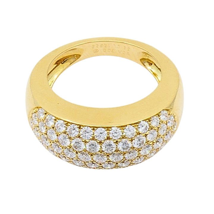 Van Cleef & Arpels Pave Diamond Gold Dome Ring