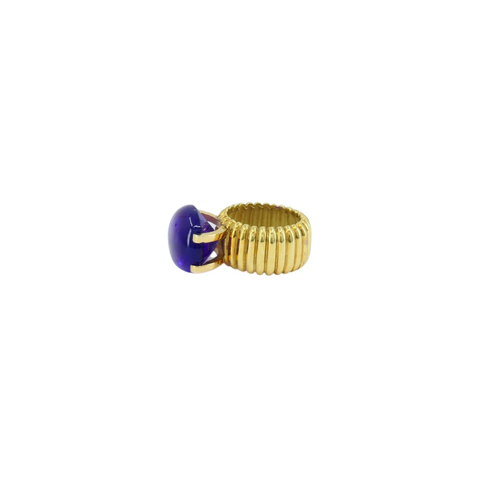 Amethyst Ring Signed Tambetti 18k Gold Cocktail Ring