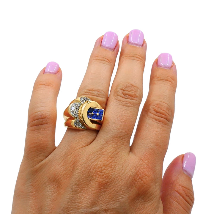 Vintage 18k Gold Sapphire Diamond Ring