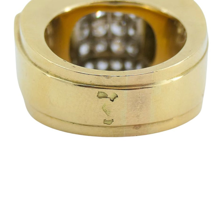 Retro Van Cleef & Arpels 18k Two-tone Gold Diamond Tank Ring