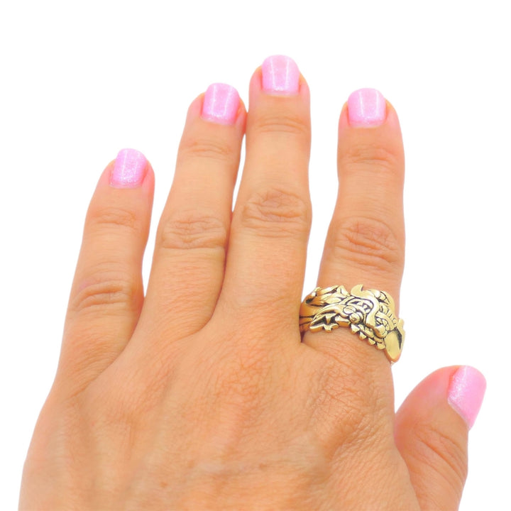 Vintage Dragon Ring 14k Gold Men Jewelry