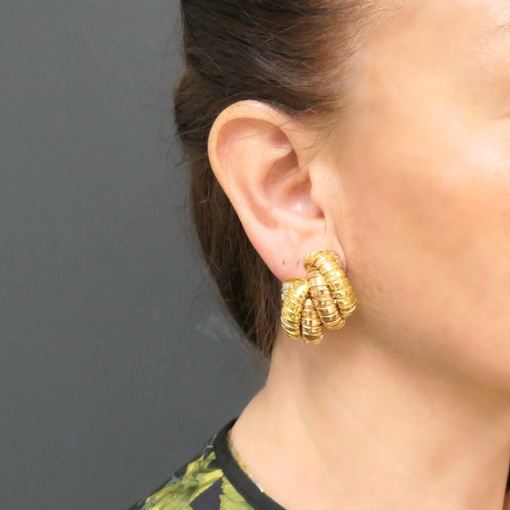 Tallarico Carlo Weingrill Tubogas Earrings Three Tone 18k Gold