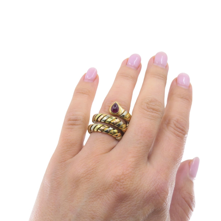 Bvlgari Serpenti Tubogas Tricolor 18k Gold Ruby Ring